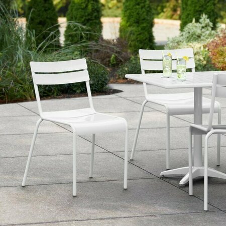 LANCASTER TABLE & SEATING White Powder Coated Aluminum Outdoor Side Chair 427CALUSDWH